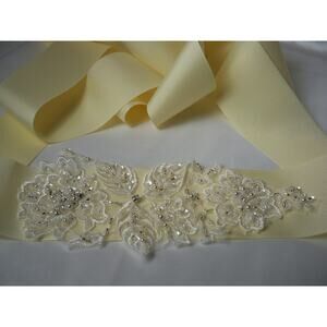Ivory lace beaded bridal dress belt ivory bridal party formal evening wear belt